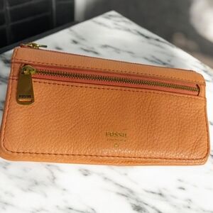 Vtg Fossil Women's Pebbles Leather Pink/Salmon Leather Wallet